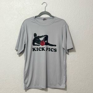 Kick Pics gray kickball athletic shirt